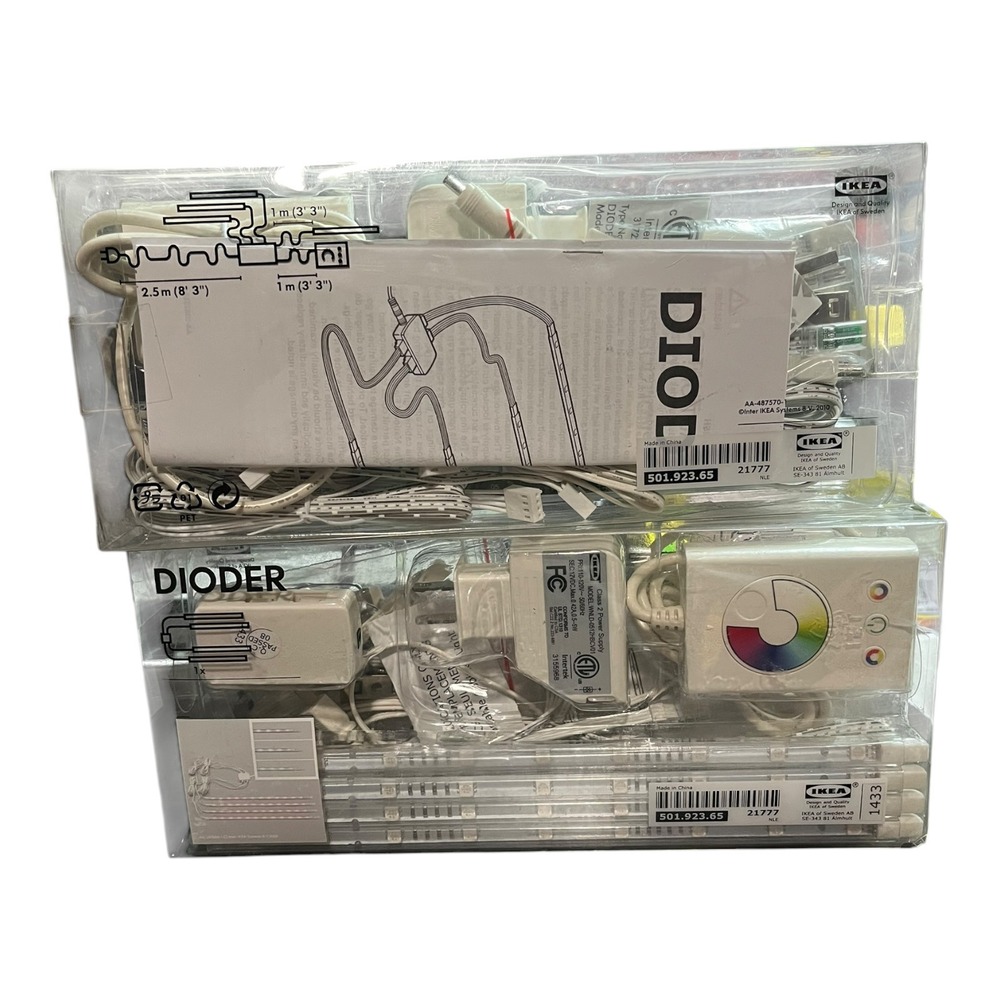 Lot of 2 IKEA Dioder LED Light Strip Set Multicolor 501.923.65 New In Box